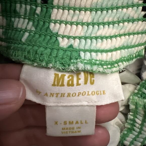 Maeve Anthropologie Saria Smocked Wide-Leg Floral Purple Green Pants XS Boho Ae8 - Picture 8 of 8